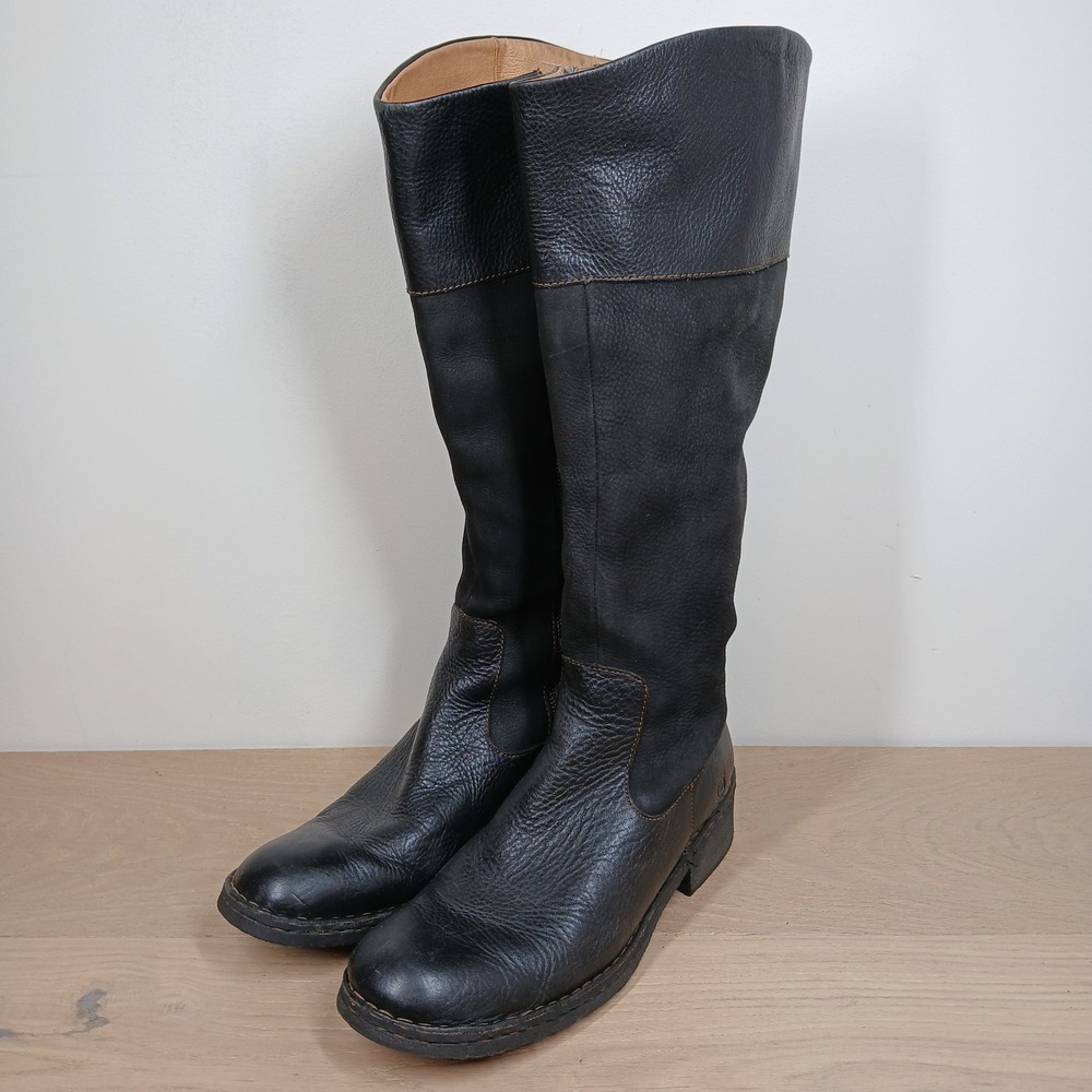 Born Boots Womens 9.5 M Black Leather Knee High Riding Equestrian Boho Western